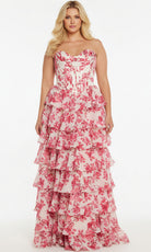 Jovani 47404 - Strapless Tiered Floral Print Gown - designer ball gown at Silhouette Dresses