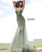 Jovani - 4741 Beaded Tulle Deep V-neck Junior Prom Dress - view 4