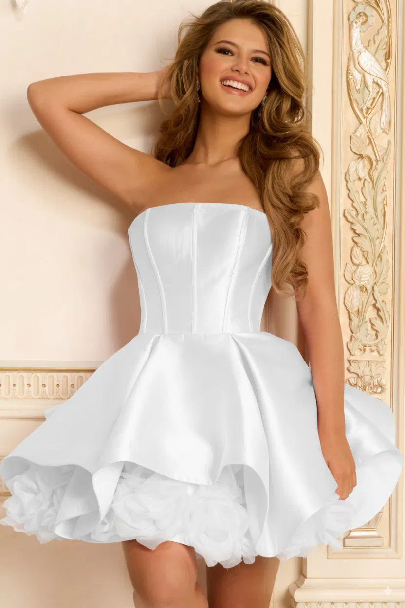 Jovani 47419 - Rosette Hem Strapless Party Dress - detail view