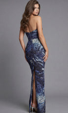 Jovani 47463 - Beaded Floral Strapless Column Gown with Back Slit - detail view