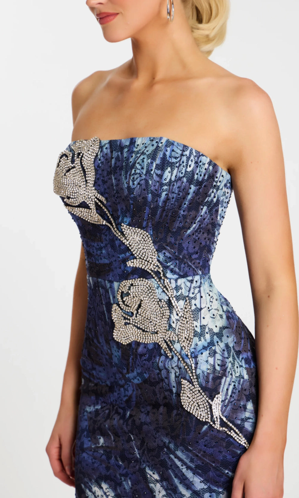 Jovani 47463 - Beaded Floral Strapless Column Gown with Back Slit - view 5