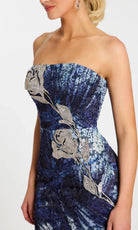 Jovani 47463 - Beaded Floral Strapless Column Gown with Back Slit - view 5
