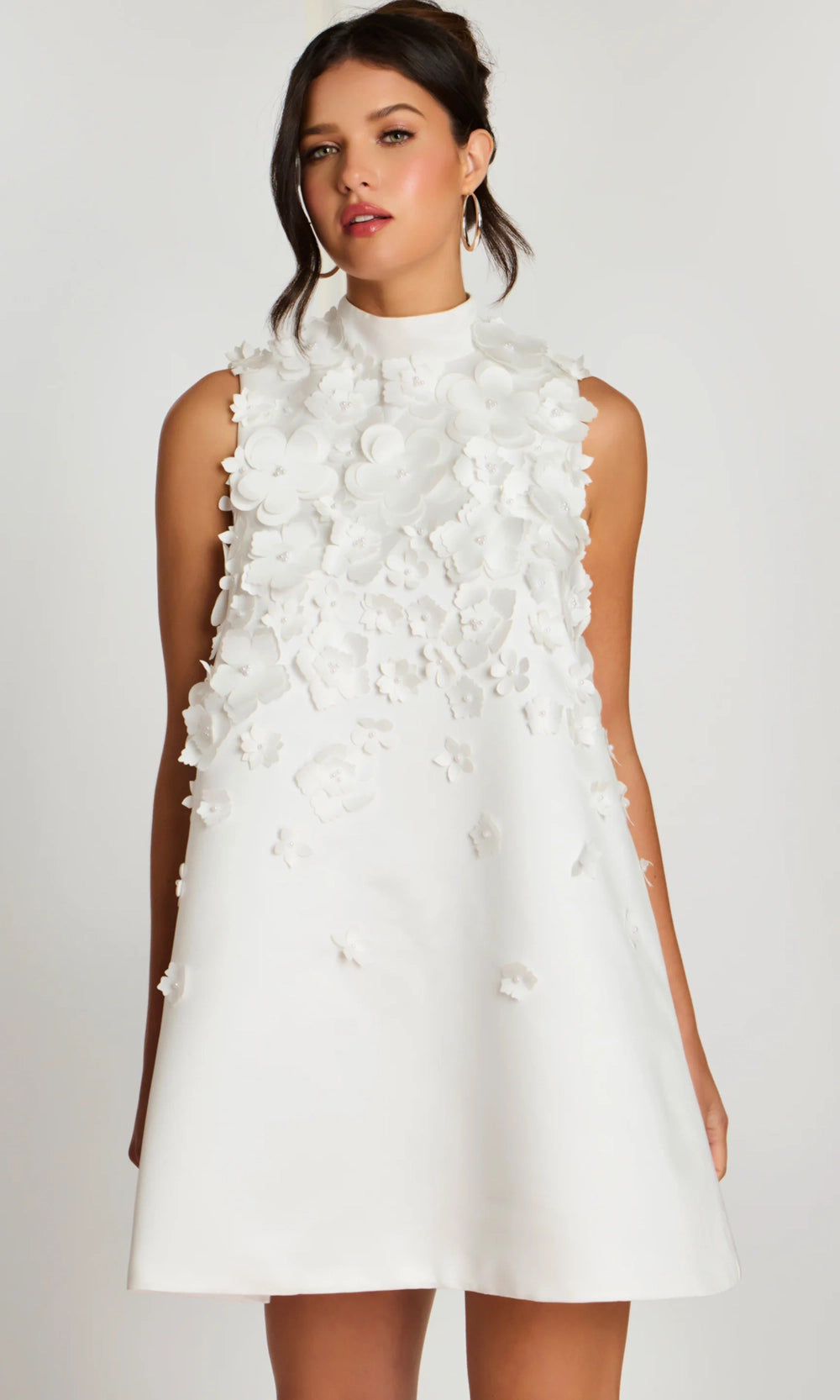 Jovani 47572 - Floral Applique High Neck Mini Dress - designer wedding dress at Silhouette Dresses
