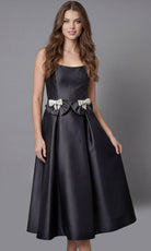 Jovani 47595 - Bow Waist Tea-Length Pleated Dress - back view