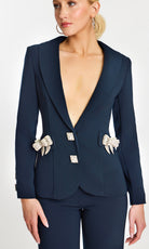 Jovani 47615 - Long Sleeve Statement Pantsuit with Beaded Bows - view 4