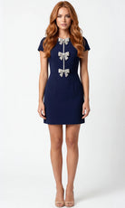 Jovani 47618 - Bow Embellished Short Sleeve Mini Dress - designer prom dress at Silhouette Dresses