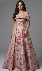 Jovani 47629 - Buttoned Back Floral Print Ballgown - designer ball gown at Silhouette Dresses