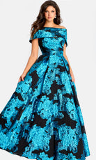 Jovani 47630 - Metallic Jacquard Pleated A-Line Gown - designer mother of the bride dress at Silhouette Dresses