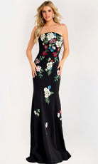 Jovani 47636 - Floral Beaded Strapless Gown with Seam Detail - designer mother of the bride dress at Silhouette Dresses