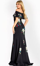 Jovani 47636 - Floral Beaded Strapless Gown with Seam Detail - back view