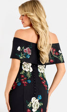 Jovani 47636 - Floral Beaded Strapless Gown with Seam Detail - detail view