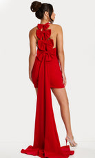 Jovani 47637 - Halter V-Neck Mini Dress with Bows - detail view