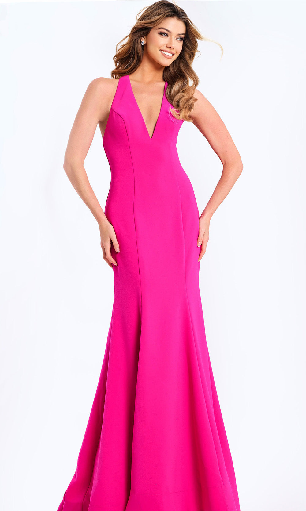 Jovani 47639 - Halter V-Neck Seamed Prom Gown - designer prom dress at Silhouette Dresses