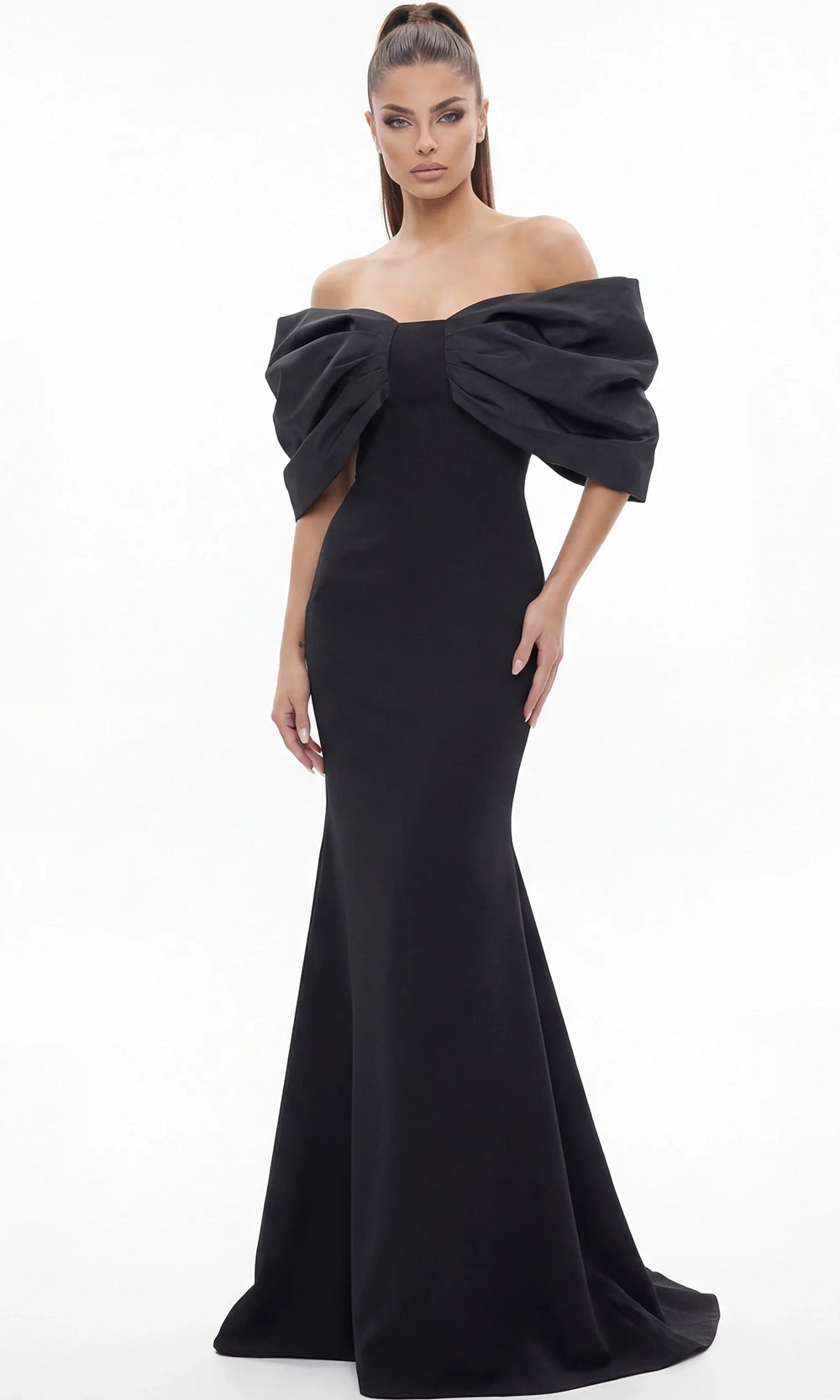 Jovani 47657 - Dramatic Sleeve Mermaid Evening Gown - view 4