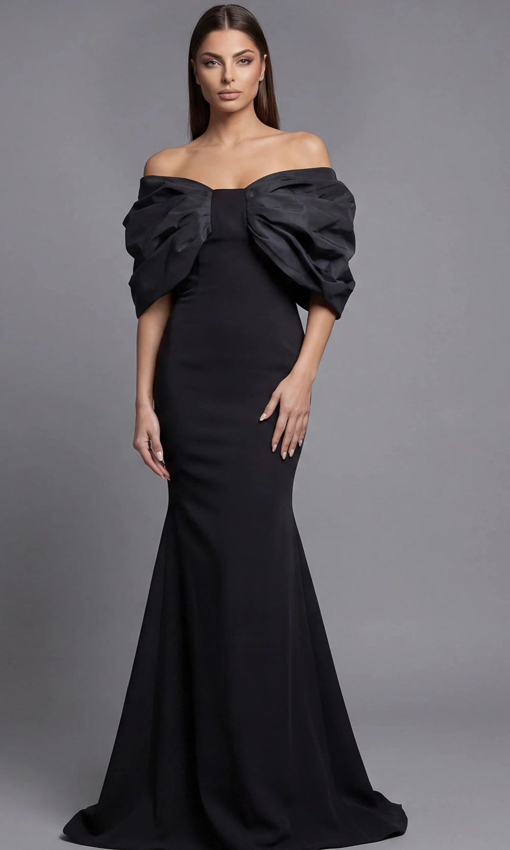 Jovani 47657 - Dramatic Sleeve Mermaid Evening Gown - back view