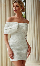 Jovani 47659 - Floral Lace Bow Neckline Sheath Dress - back view