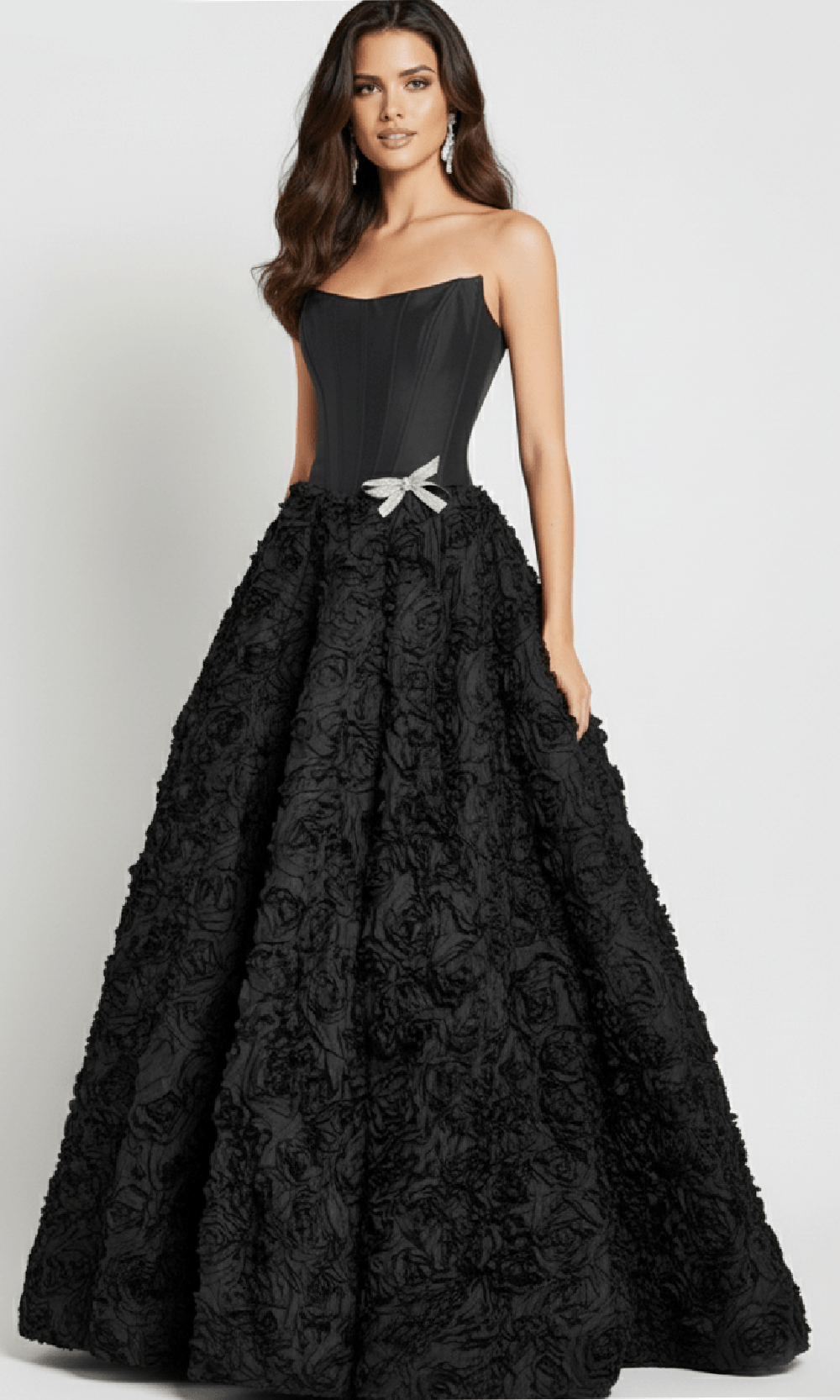 Jovani 47695 - Strapless Satin Floral Ballgown - back view