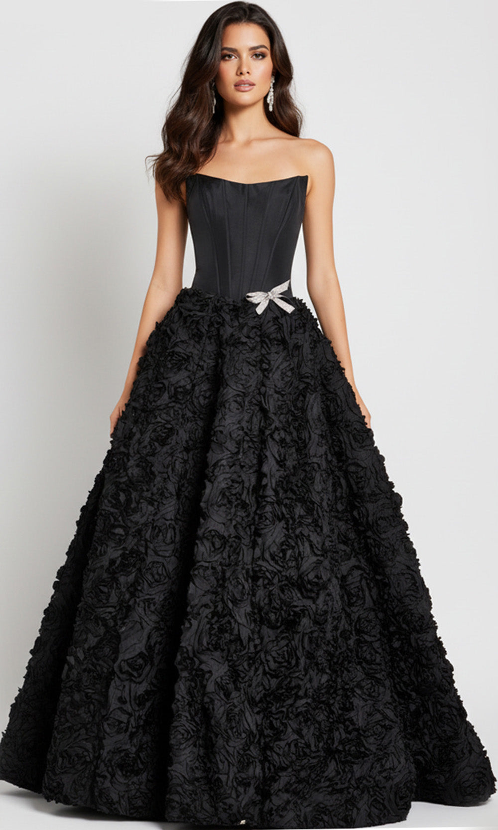 Jovani 47695 - Strapless Satin Floral Ballgown - designer prom dress at Silhouette Dresses