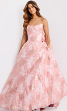 Jovani 47702 - Floral Jacquard Scoop Neck Ballgown - designer ball gown at Silhouette Dresses
