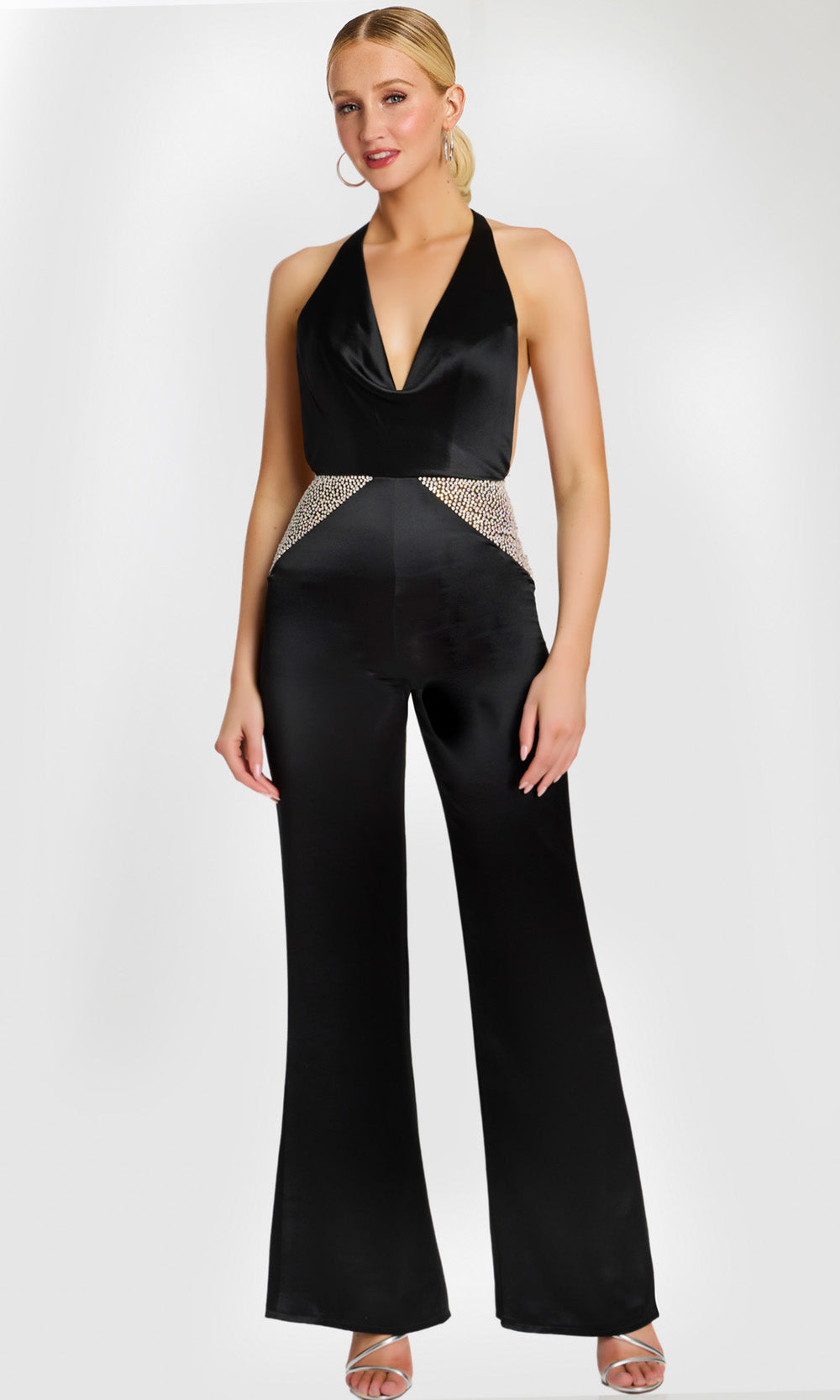 Jovani 47720 - Crystal Waist Wide Leg Jumpsuit - designer formal jumpsuit at Silhouette Dresses