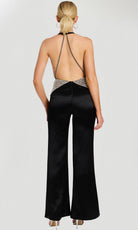 Jovani 47720 - Crystal Waist Wide Leg Jumpsuit - back view