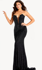 Jovani 47765 - Plunging V-Neck Beaded Mesh Gown - back view