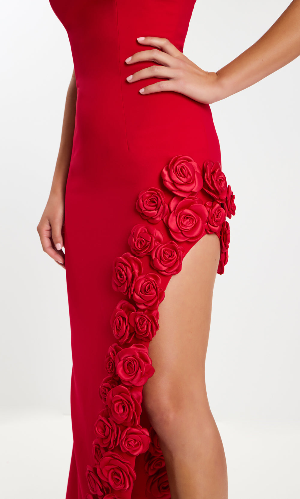 Jovani 47798 - Rosette Applique Strapless Asymmetric Hem Gown - view 7