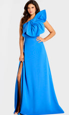 Jovani 47826 - Asymmetric Neck A-Line Gown with Oversized Bow - back view