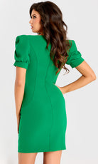 Jovani 47835 - Fitted Crepe Puff Sleeve Cocktail Dress - back view