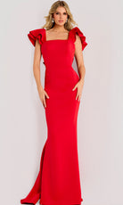 Jovani 47844 - Ruffled Cap Sleeve Sheath Evening Gown - designer mother of the bride dress at Silhouette Dresses