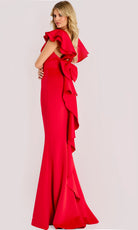 Jovani 47844 - Ruffled Cap Sleeve Sheath Evening Gown - detail view