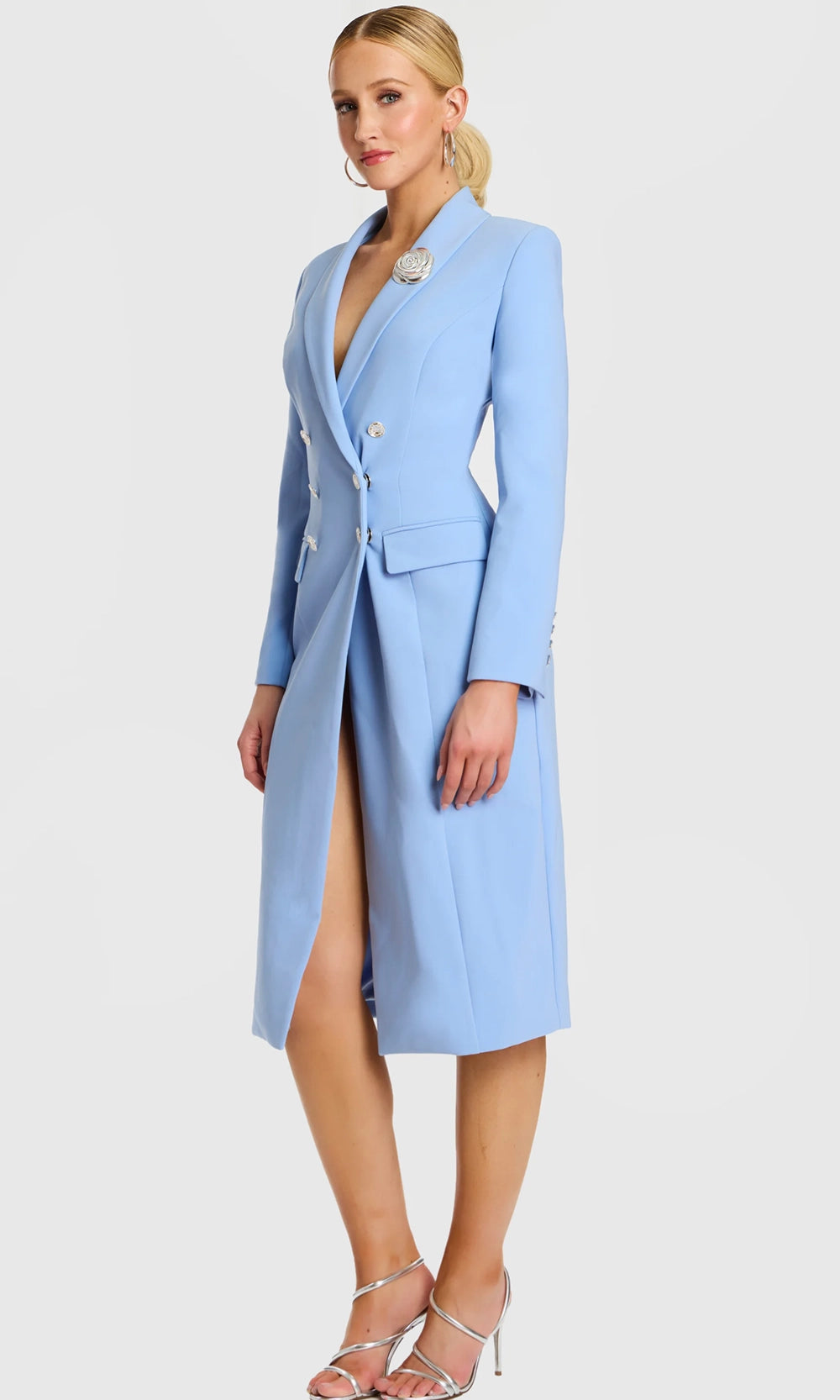 Jovani 47886 - Blazer Tea-Length Dress with Rose Brooch - view 4
