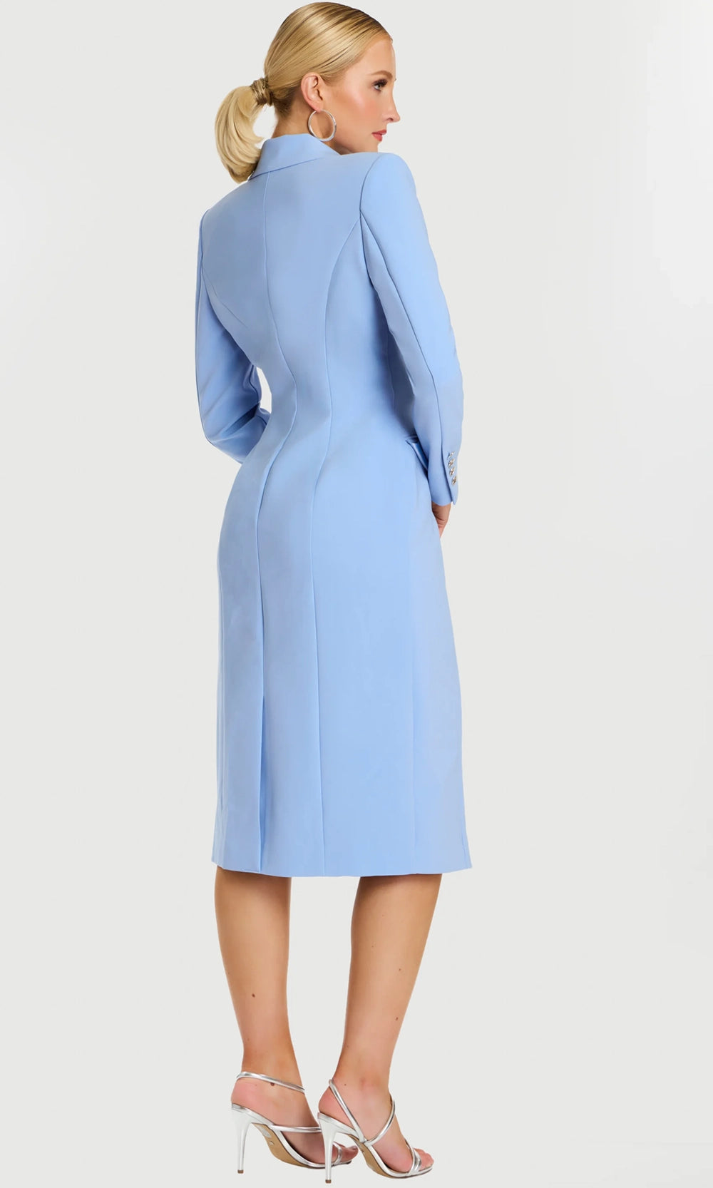 Jovani 47886 - Blazer Tea-Length Dress with Rose Brooch - detail view
