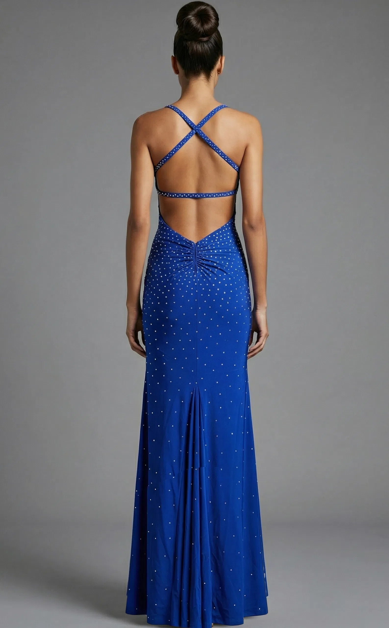 Jovani 48070 - Rhinestone Jersey Prom Gown with Crisscross Back - view 7