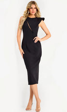 Jovani 48076 - Front Cutout Tea-Length Fitted Dress - detail view