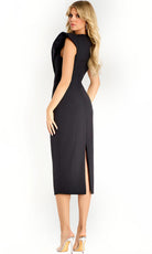 Jovani 48076 - Front Cutout Tea-Length Fitted Dress - back view