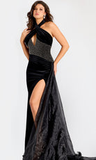 Jovani 48087 - Beaded Bodice Crisscross Halter Evening Gown - view 4
