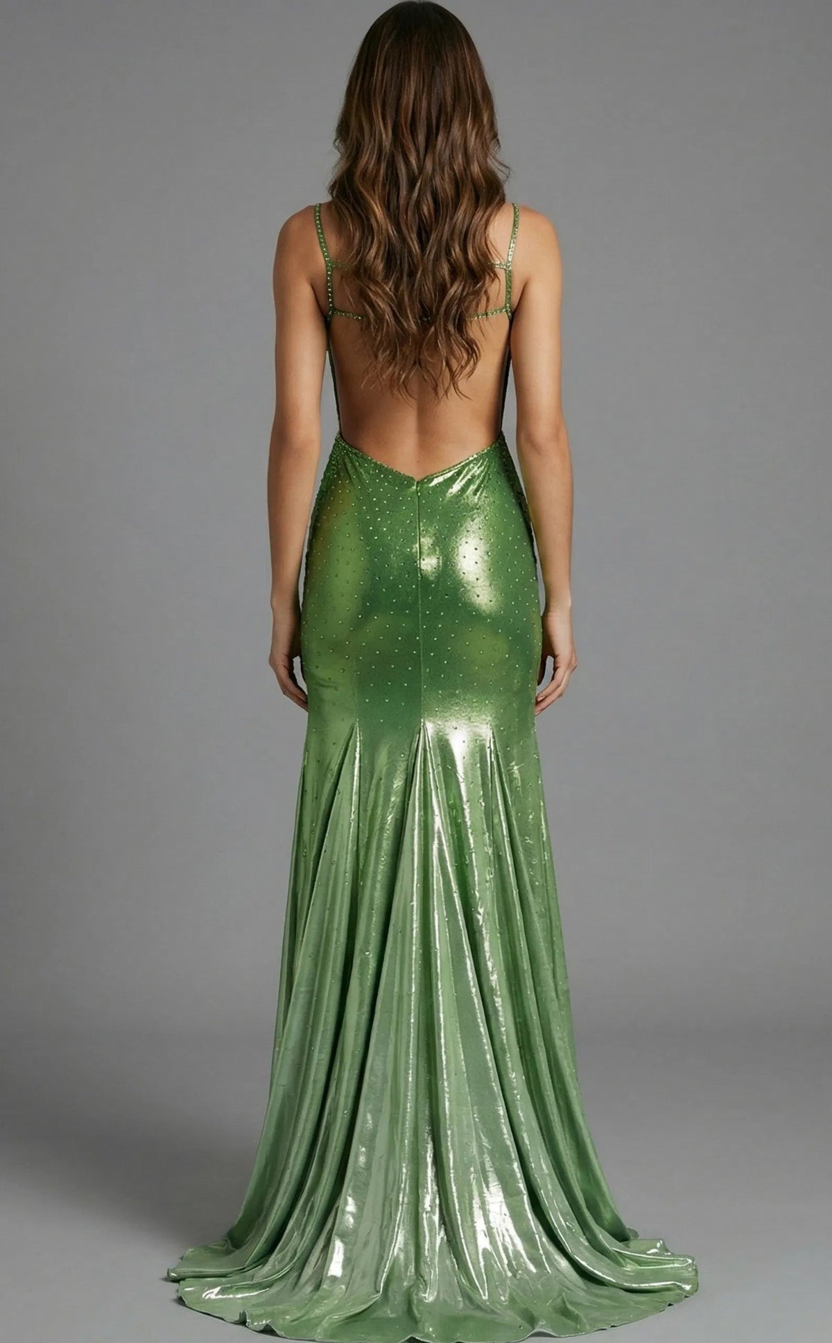 Jovani 48095 - Ombre Deep V-Neckline Beaded Gown - view 4