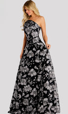 Jovani 48175 - Floral Pattern Strapless Neck Long Gown - back view