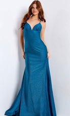 Jovani 48200 - Cutout Lace-Up Back Glitter Gown - back view