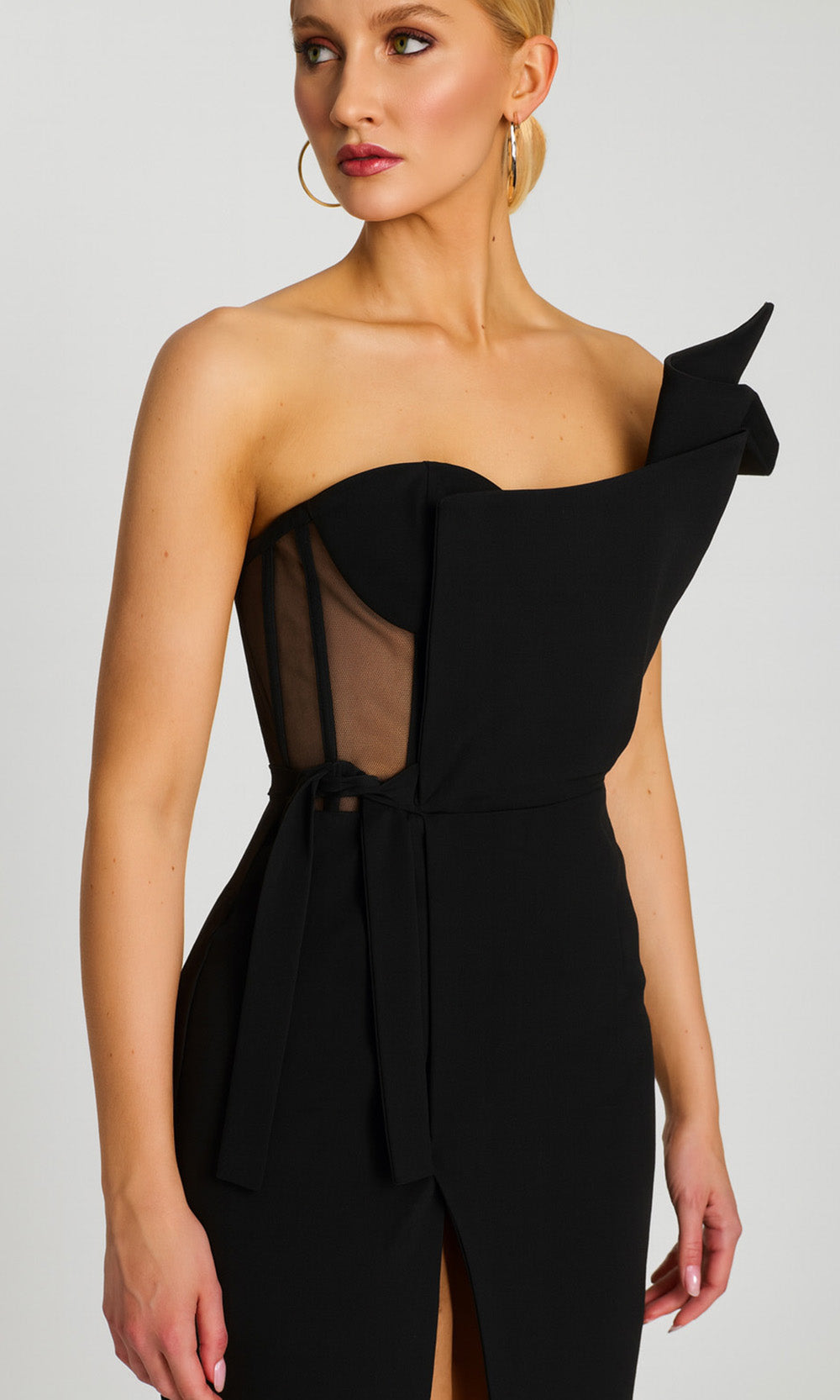 Jovani 48205 - One Shoulder Midi Dress with Front Slit - view 4