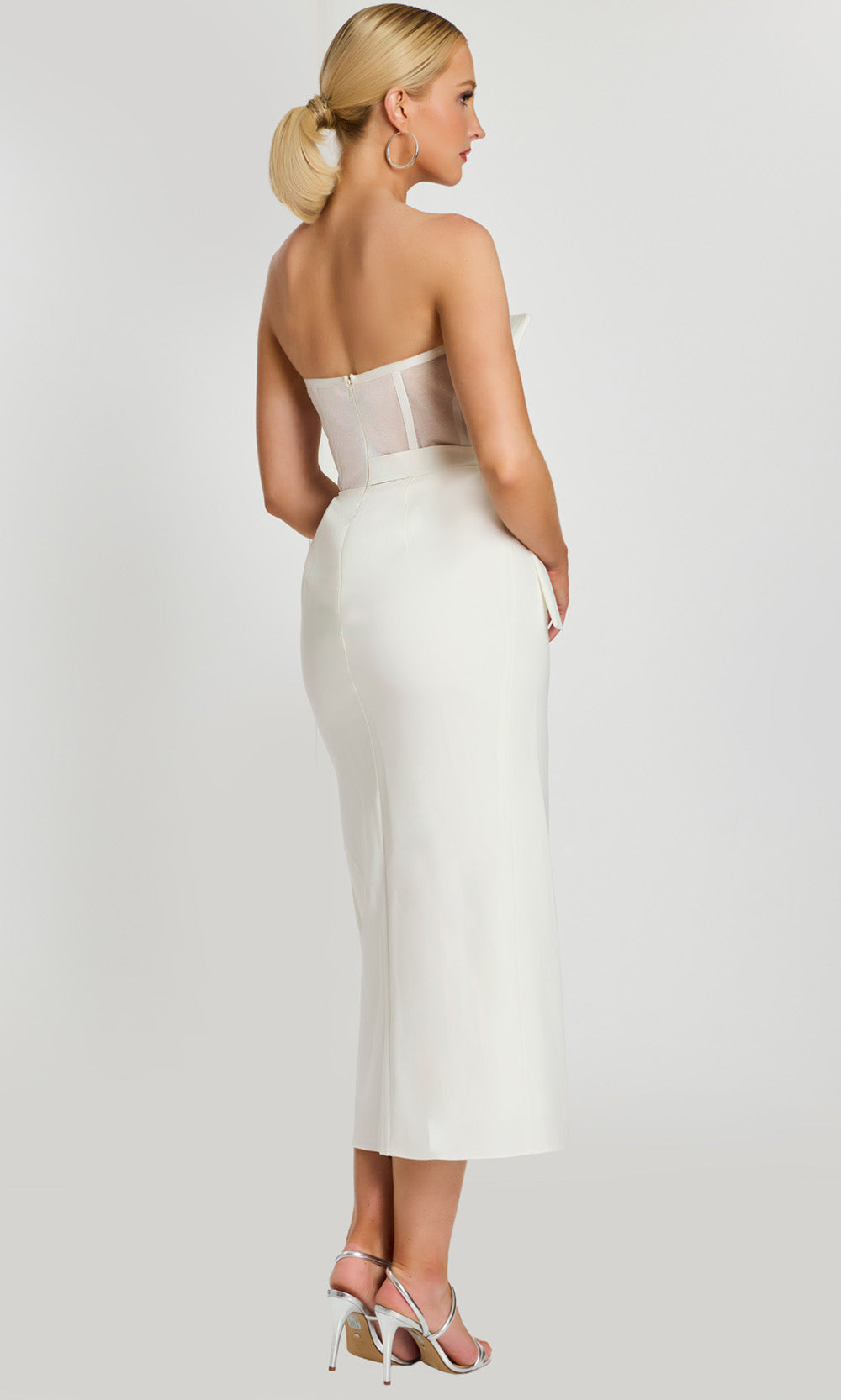 Jovani 48205 - One Shoulder Midi Dress with Front Slit - detail view