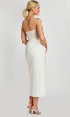 Jovani 48205 - One Shoulder Midi Dress with Front Slit - detail view