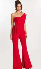Jovani 48206 - One Shoulder Jumpsuit with Flared Legs - view 5