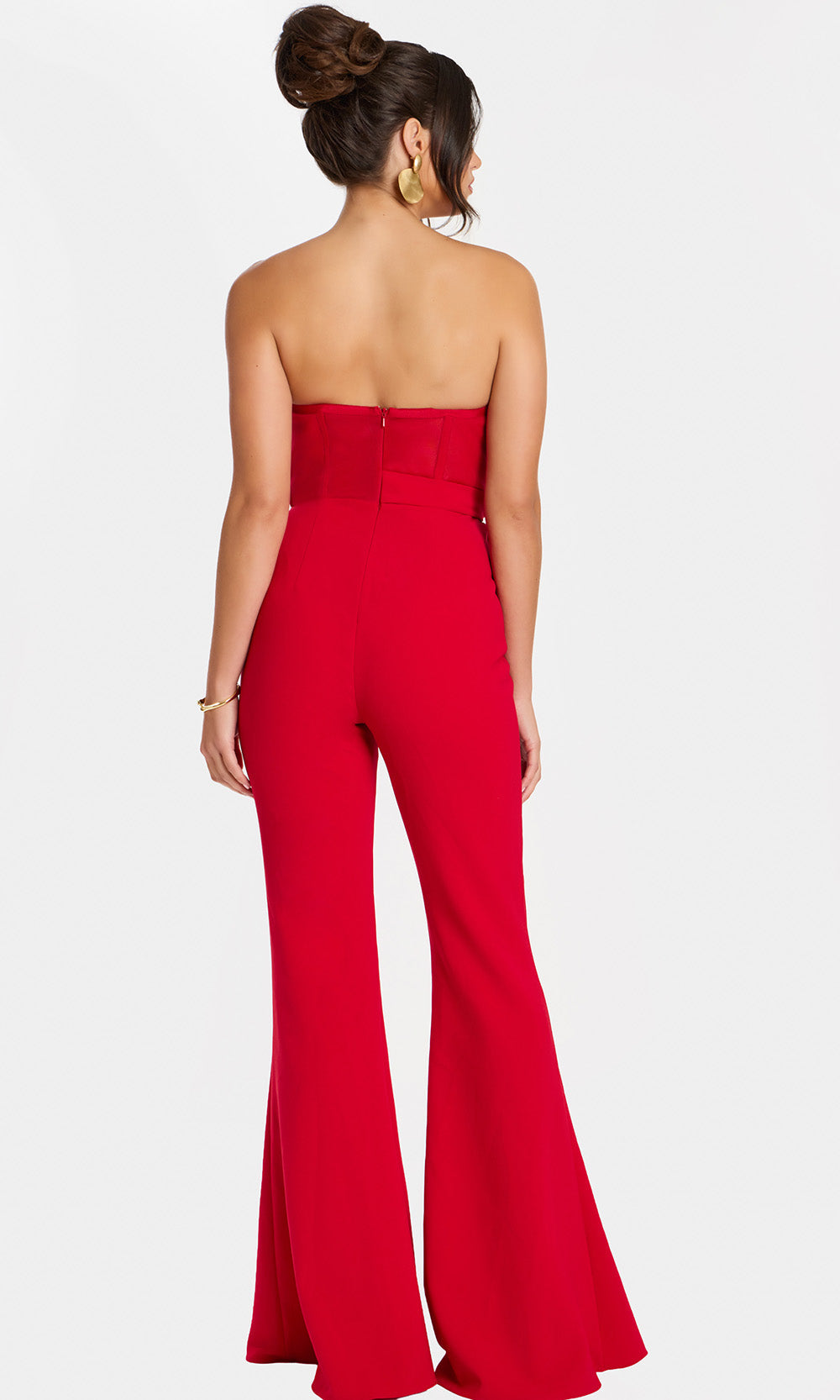Jovani 48206 - One Shoulder Jumpsuit with Flared Legs - detail view