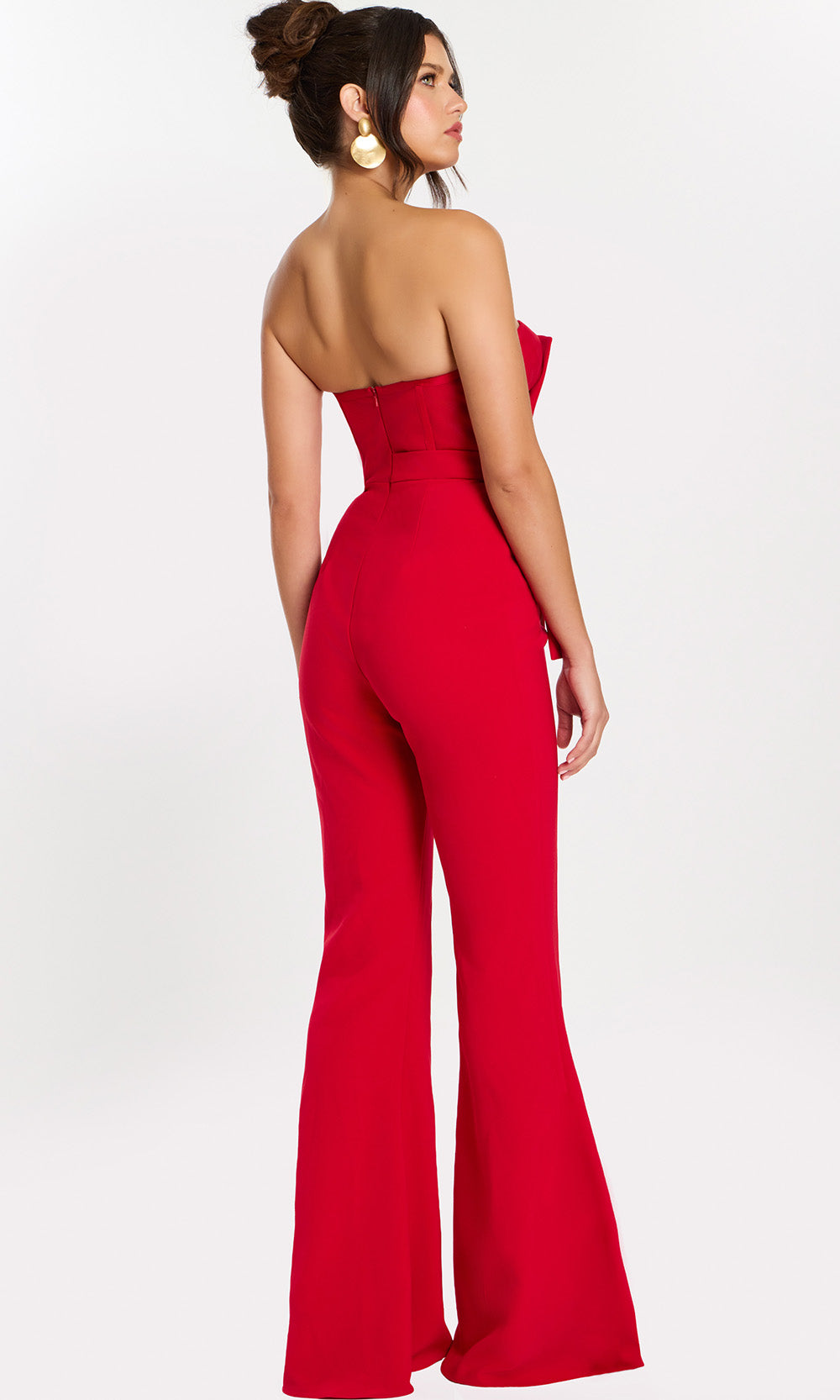 Jovani 48206 - One Shoulder Jumpsuit with Flared Legs - back view