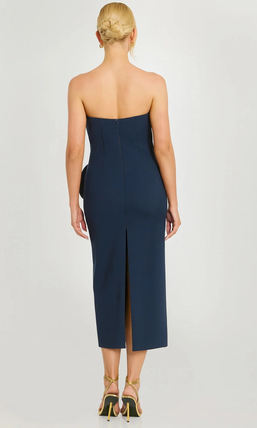 Jovani 48208 - Strapless Midi Dress with Rose Detail - view 4