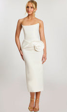 Jovani 48208 - Strapless Midi Dress with Rose Detail - designer prom dress at Silhouette Dresses