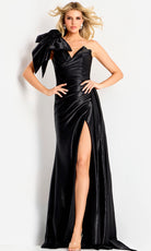 Jovani 48272 - Oversized Shoulder Bow Shiny Satin Gown - designer mother of the bride dress at Silhouette Dresses