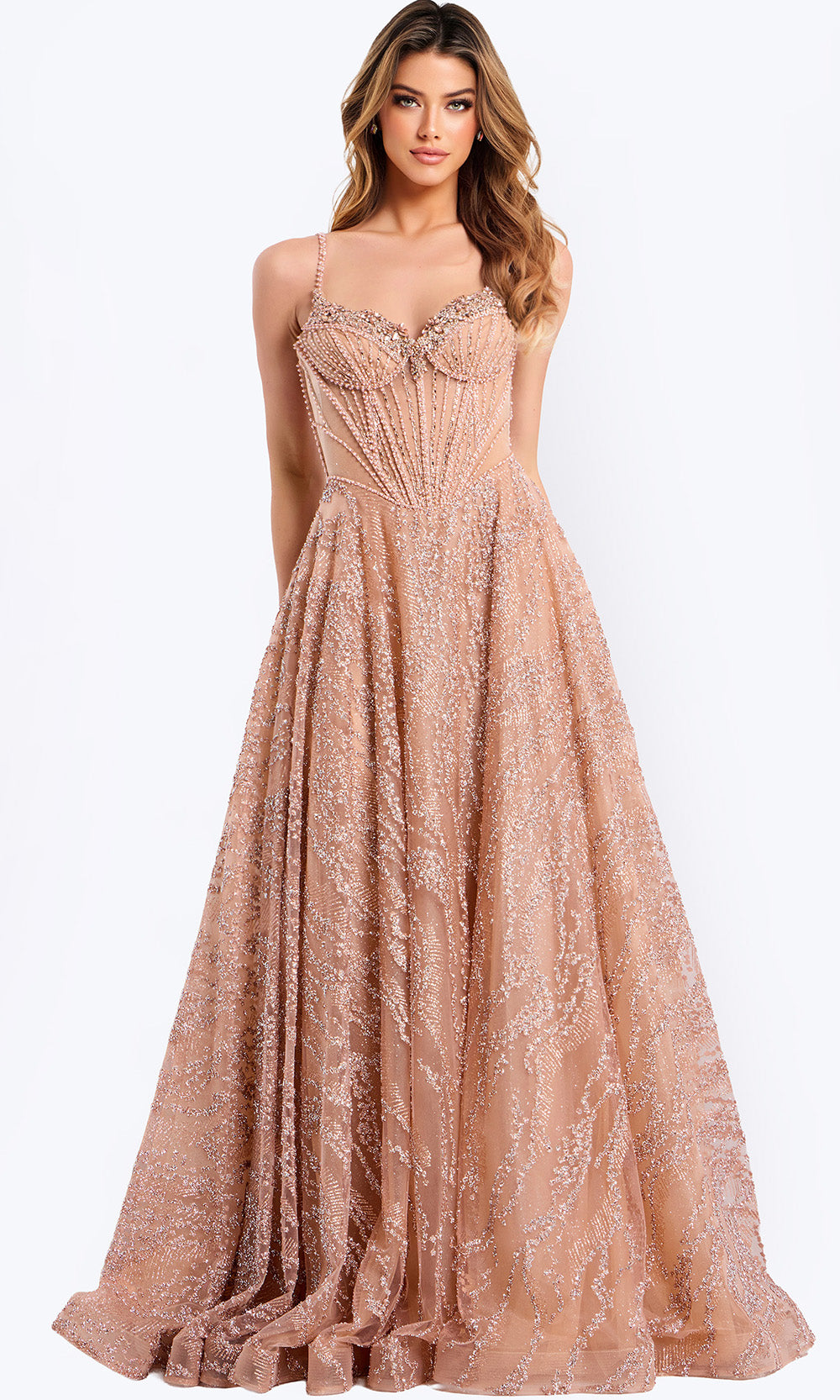 Jovani 48365 - Intricate Beaded Sweetheart Basque Gown - designer prom dress at Silhouette Dresses